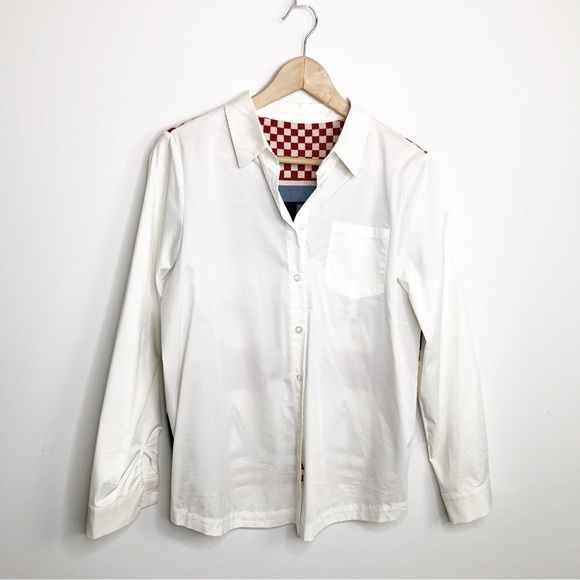 EUROPEAN Staton Autum Gentle Genle woman button down shirt with sweater back - Picture 2 of 14